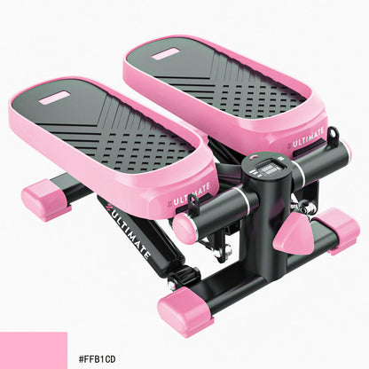 Home Office Exercise 330LBS Capacity Mini Stepper with Resistance Bands and LCD Monitor  Pink eprolo