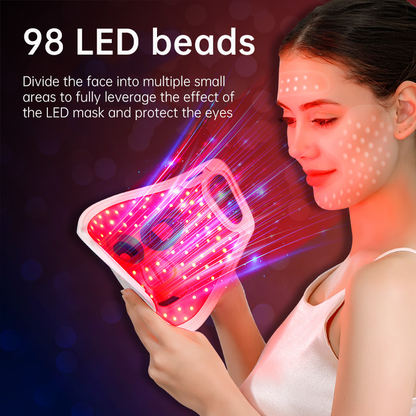 LED Color Light Home Beauty Device with Red, Blue, Green, and Purple Light Mask, 98 Light Beads for Facial Phototherapy Mask eprolo