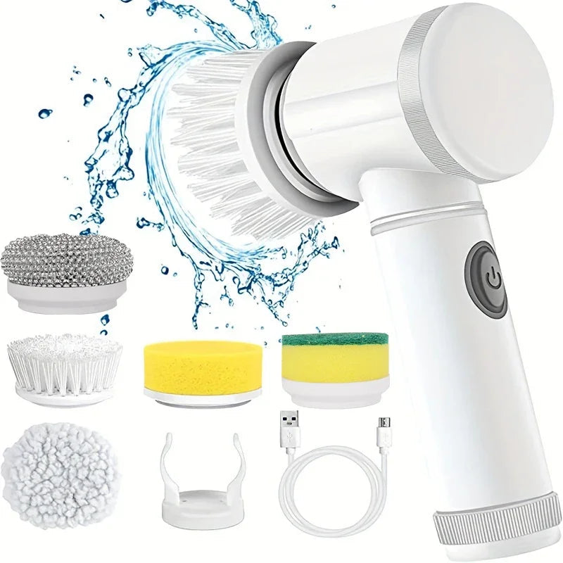 New Electric Spin Scrubber,Bathroom Cleaning Brush Power Scrubber with 5 Replaceable Brush Heads, 5 in 1 Electric Cleaning Brush eprolo