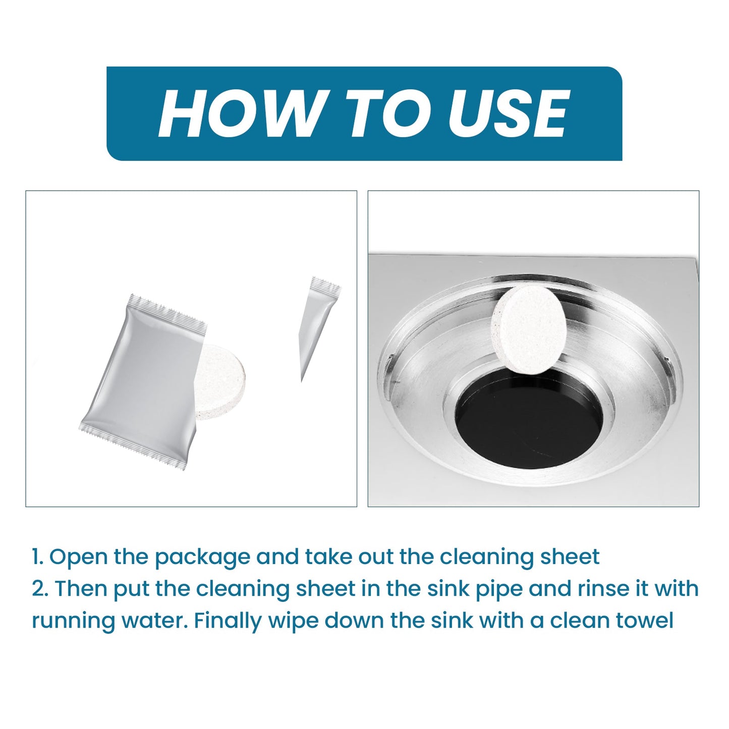 Jue-Fish Sink Cleaning Tablets, Kitchen Sink Cleaning Stains And Oil Cleaning Pipes Cleaning Effervescent Tablets eprolo