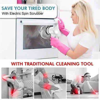 New Electric Spin Scrubber,Bathroom Cleaning Brush Power Scrubber with 5 Replaceable Brush Heads, 5 in 1 Electric Cleaning Brush eprolo