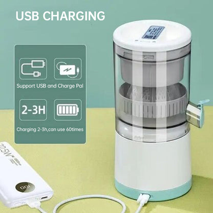 Portable USB - rechargeable slow juicer for oranges, lemons & other fruits. A handy electric blender for home kitchens. eprolo