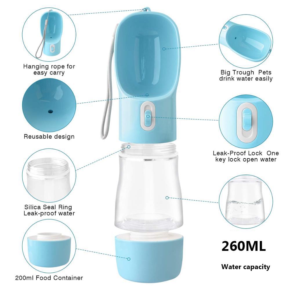 Pet Dog Water Bottle Portable Drinking water Feeder Bowl dog cat food feeding for Puppy dog cat Outdoor Walking Travel Supplies eprolo