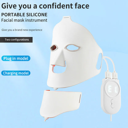 Silicone beauty mask LED photon rejuvenation facial mask instrument red and blue light large row light spectrometer eprolo