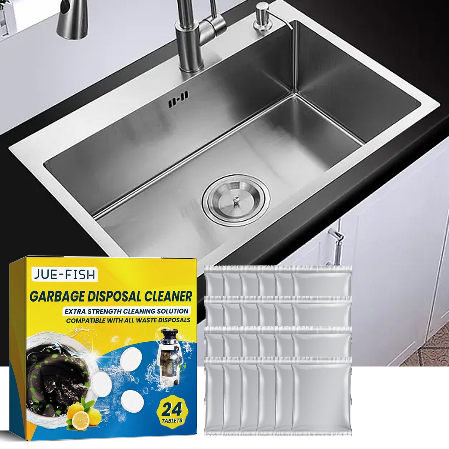 Jue-Fish Sink Cleaning Tablets, Kitchen Sink Cleaning Stains And Oil Cleaning Pipes Cleaning Effervescent Tablets eprolo