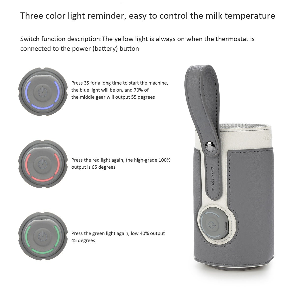 Baby Bottle Warmer Milk Heating Keeper with Constant Temperature Warming for Breastfeeding Night Feeding Daily Use Travel eprolo
