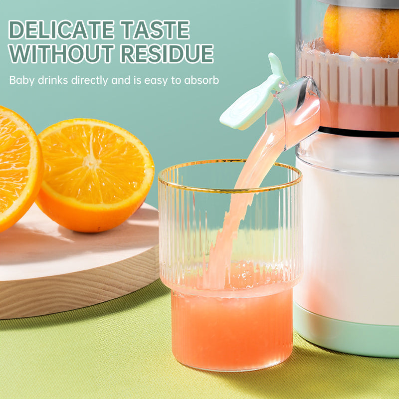 Portable USB - rechargeable slow juicer for oranges, lemons & other fruits. A handy electric blender for home kitchens. eprolo