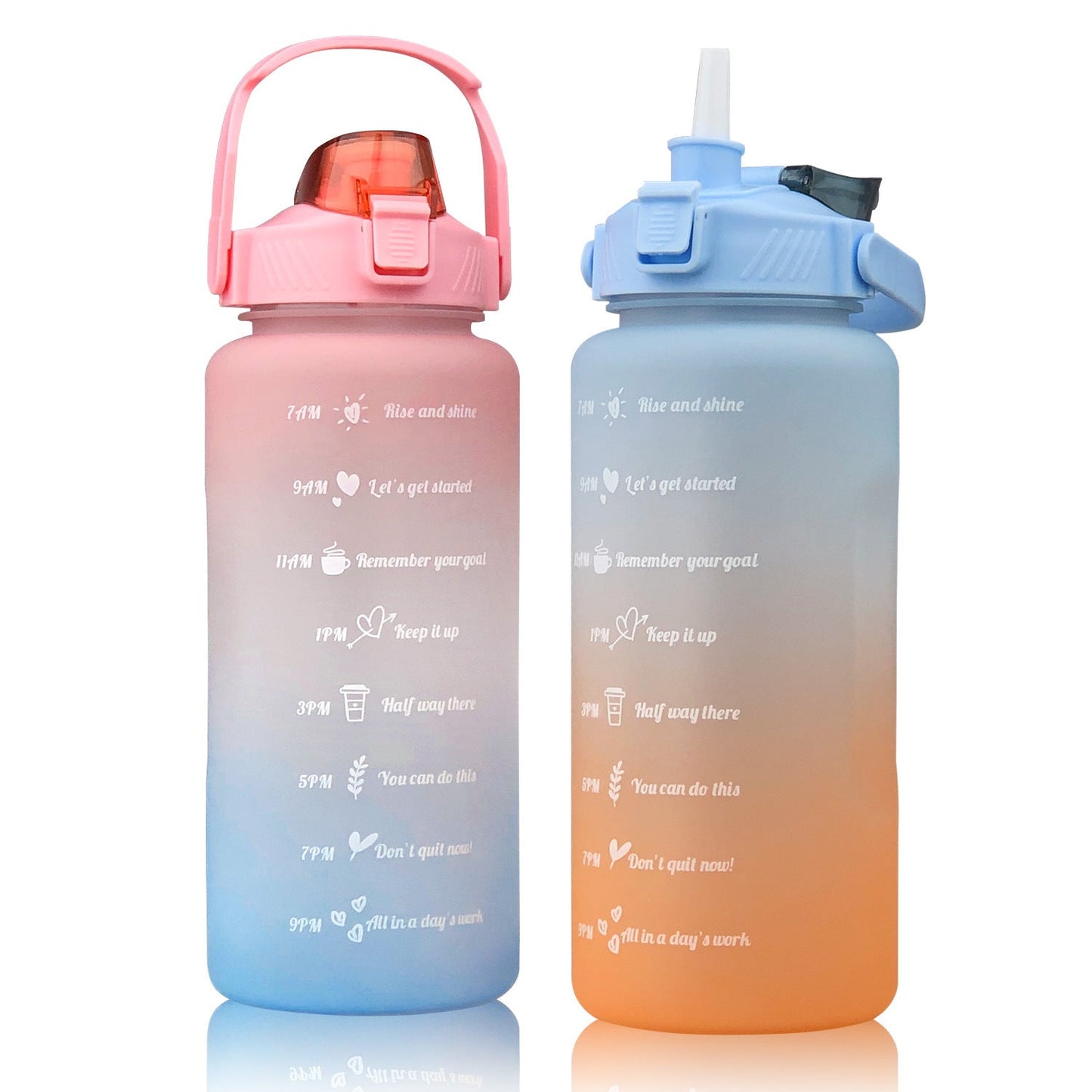 2L Sports Bottle Time Scale Space Cup Outdoor Portable Water Bottle Gradient Water Cup Water Bottle eprolo