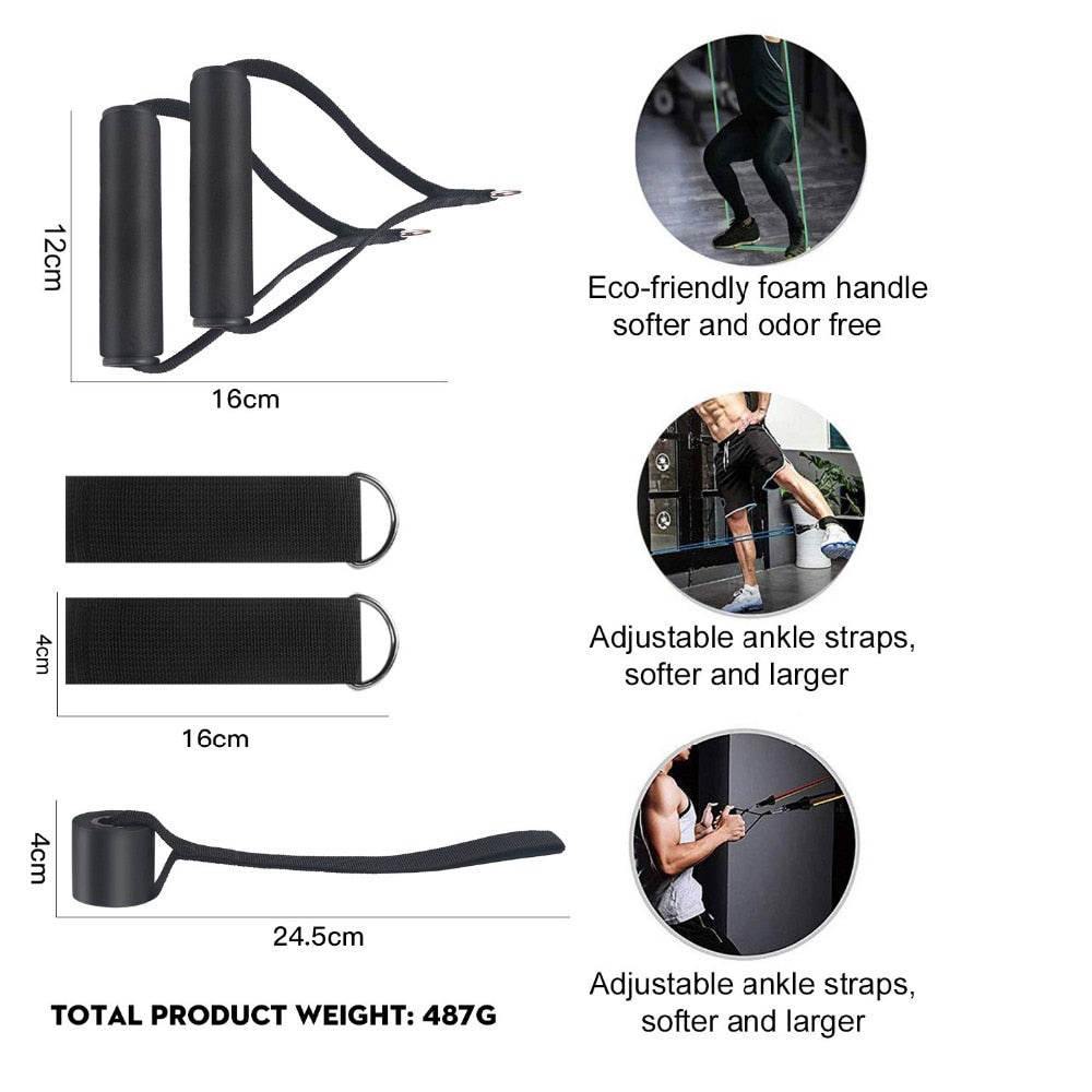 Resistance Bands Set Exercise Bands with Door Anchor Legs Ankle Straps for Resistance Training Physical Therapy Home Workouts eprolo