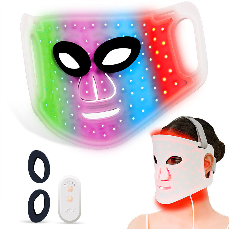 LED Color Light Home Beauty Device with Red, Blue, Green, and Purple Light Mask, 98 Light Beads for Facial Phototherapy Mask eprolo