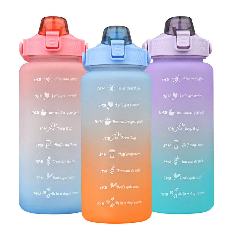 2L Sports Bottle Time Scale Space Cup Outdoor Portable Water Bottle Gradient Water Cup Water Bottle eprolo