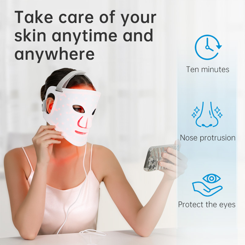 LED Color Light Home Beauty Device with Red, Blue, Green, and Purple Light Mask, 98 Light Beads for Facial Phototherapy Mask eprolo