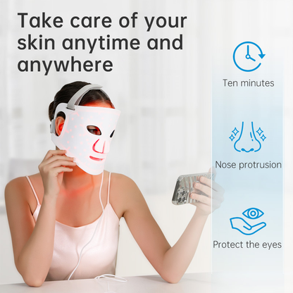 LED Color Light Home Beauty Device with Red, Blue, Green, and Purple Light Mask, 98 Light Beads for Facial Phototherapy Mask eprolo