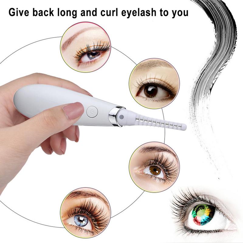 Mini USB Rechargeable Electric Heated Eyelash Long-Lasting Electric Ironing Eyelash Curler Device For Beauty Gift eprolo
