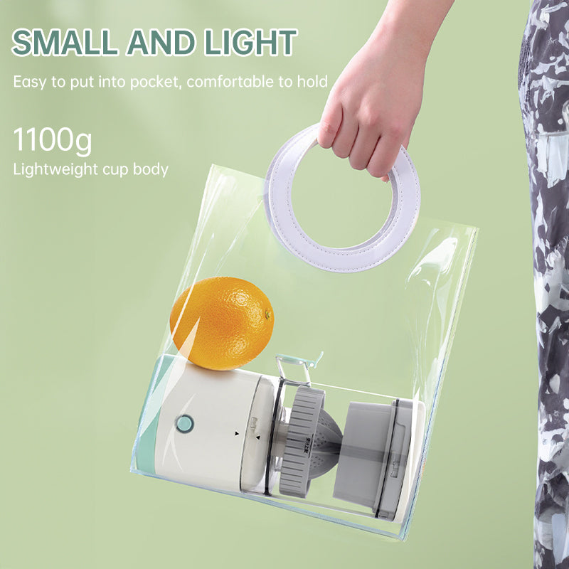 Portable USB - rechargeable slow juicer for oranges, lemons & other fruits. A handy electric blender for home kitchens. eprolo