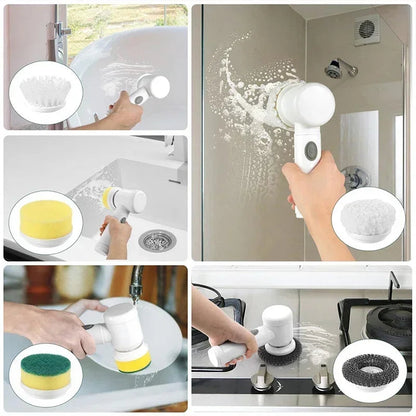 New Electric Spin Scrubber,Bathroom Cleaning Brush Power Scrubber with 5 Replaceable Brush Heads, 5 in 1 Electric Cleaning Brush eprolo