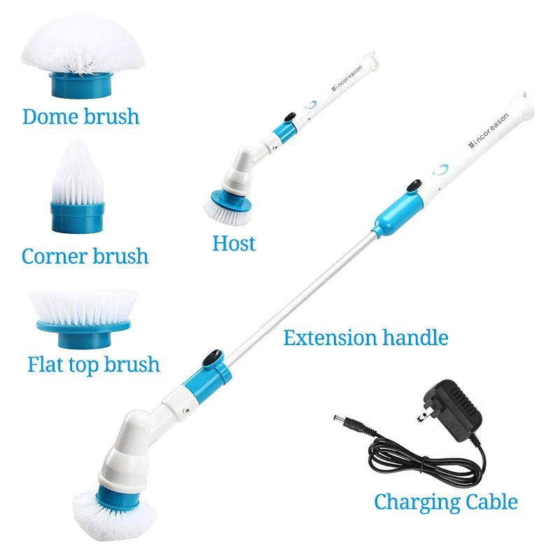 Electric Spin Scrubber Turbo Scrub Cleaning Brush Cordless Chargeable Bathroom Cleaner with Extension Handle Adaptive Brush Tub eprolo