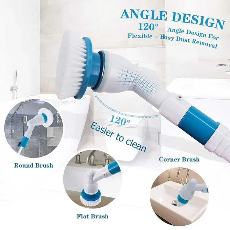 Electric Spin Scrubber Turbo Scrub Cleaning Brush Cordless Chargeable Bathroom Cleaner with Extension Handle Adaptive Brush Tub eprolo