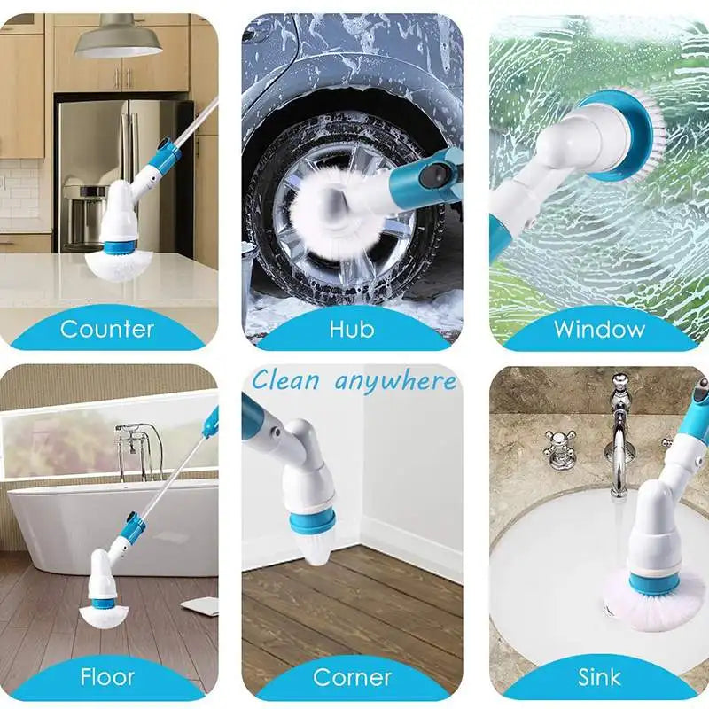 Electric Spin Scrubber Turbo Scrub Cleaning Brush Cordless Chargeable Bathroom Cleaner with Extension Handle Adaptive Brush Tub eprolo