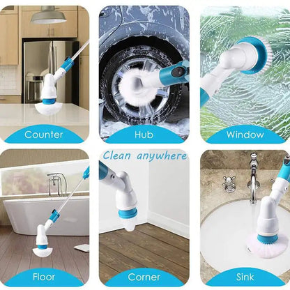 Electric Spin Scrubber Turbo Scrub Cleaning Brush Cordless Chargeable Bathroom Cleaner with Extension Handle Adaptive Brush Tub eprolo